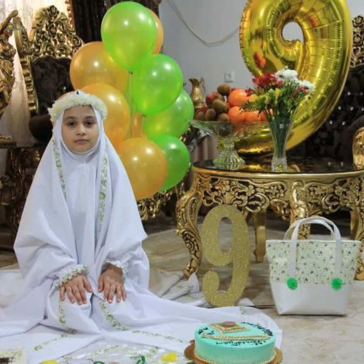 ست جشن تکلیف دخترانه مدل زیتون سبز